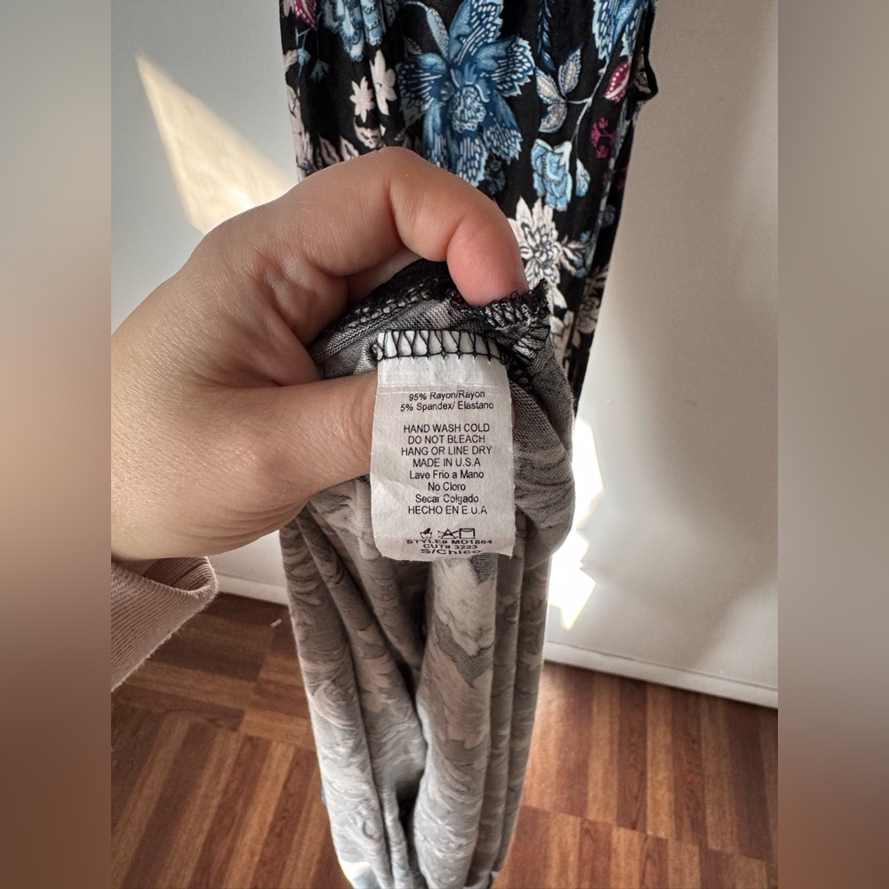Mai Soli Mock Neck Floral Maxi Dress Made in USA Side Slit Key Hole Closer Sm - Picture 6 of 12